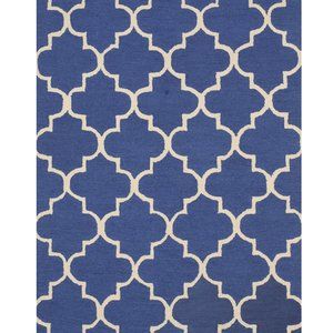 Blue Hand-Tufted Wool Traditional Moroccan Rug, 5' x 8'